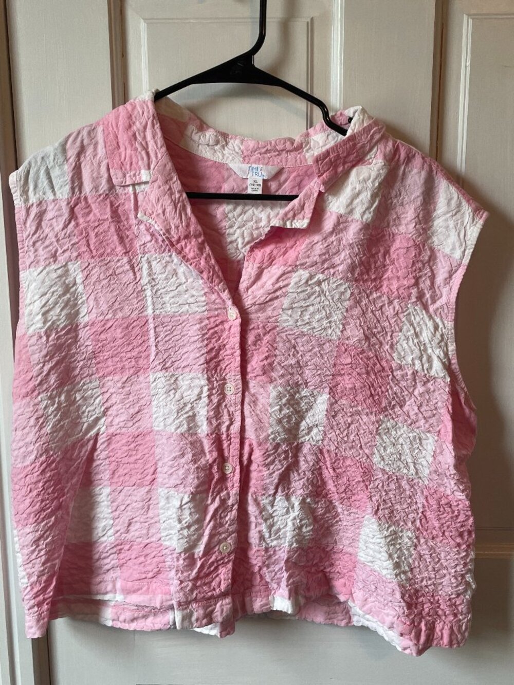 Time and Tru Pink Pink Gingham Tank XL
